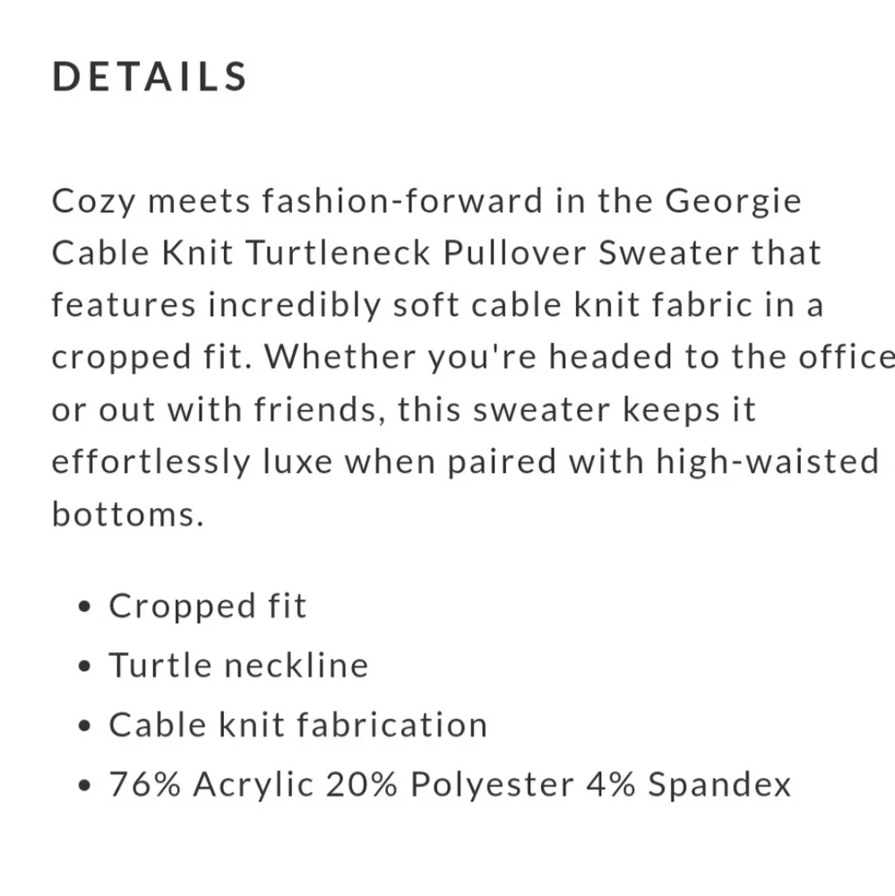 Cropped Ivory Cable Knit Sweater - Picture 3 of 4